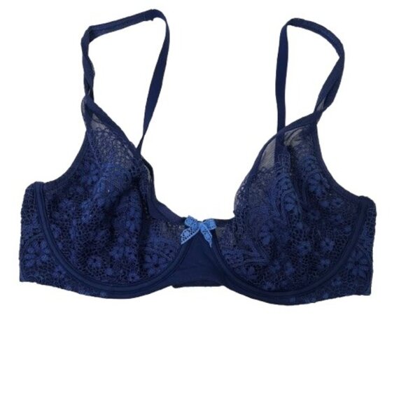 Body by Victoria Unlined Demi Bra Sapphire Floral Lace Size 34DD - Picture 1 of 7